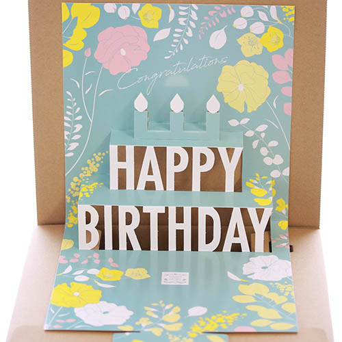 3 2 3 31到着 Happy Birthdayが華やかにポップアップ バースデーポップアップカード ミント カラードアレンジメント ミモザ 青山フラワーマーケット公式 花屋 花 花束 フラワーギフト 通販