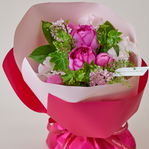 愛妻の日 バラとチューリップのブーケ ロゼ 1 29 2 1到着 1月31日は愛情を花に込めて 青山フラワーマーケット公式 花屋 花 花束 フラワーギフト 通販