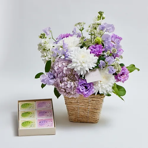 1/9～2/28到着】偲ぶ気持ちをやさしく彩るとらや／ゆるるか6個入と紫の