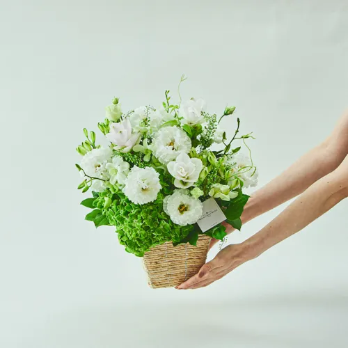 8/20～9/30到着】心安らぐ花の香りのお線香とともにお届け 白のお供え