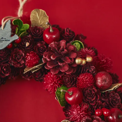 11/10～12/25到着】さくらんぼがアクセントのレッドリース クリスマス