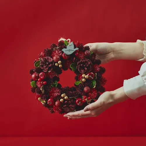 11/10～12/25到着】さくらんぼがアクセントのレッドリース クリスマス