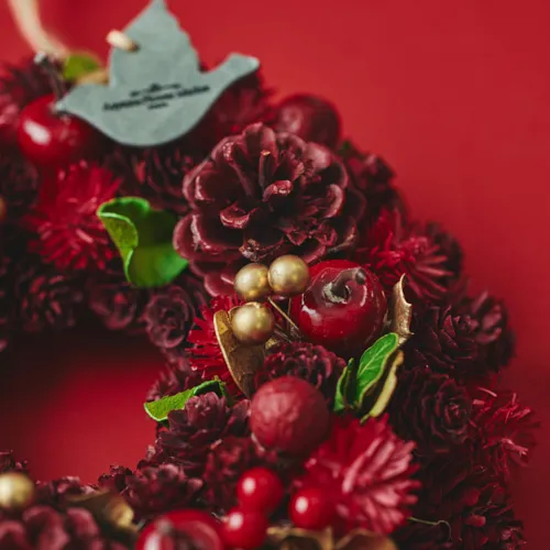 1.クリスマスリース 11/10～12/25到着】さくらんぼがアクセントのレッドリース クリスマス