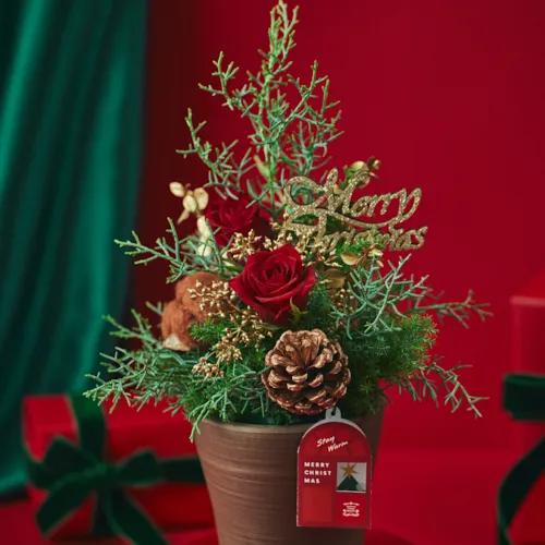 置くだけで華やぐ、ツリー風アレンジメント【クリスマス】ツリー