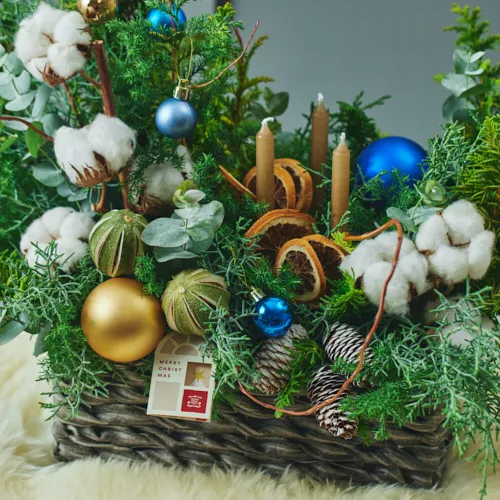 クリスマス アレンジメント デコレーション❣️ライト付き❣️ayu❣️ ホリデーシーズンを盛り上げる、豪華なアレンジ【クリスマス