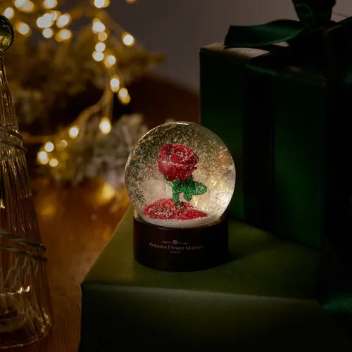 11/20～12/25到着】神秘的なバラが魅力のスノードーム 青山フラワー