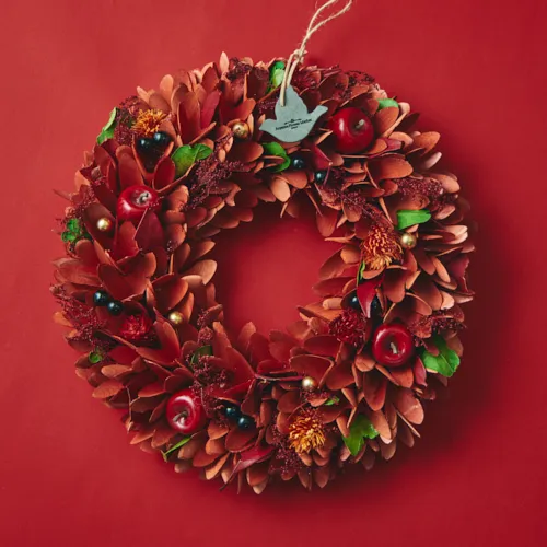 11/10～12/25到着】スカーレットカラーが鮮やかなリース クリスマス