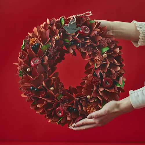 11/10～12/25到着】スカーレットカラーが鮮やかなリース クリスマス