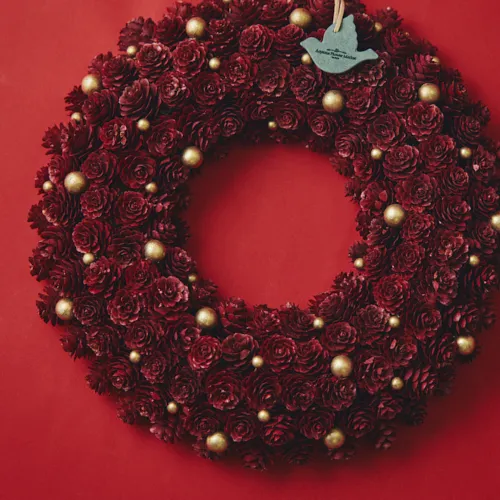 11/10～12/25到着】ボルドー×ゴールドの上品なリース クリスマスリース