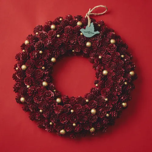 11/10～12/25到着】ボルドー×ゴールドの上品なリース クリスマスリース