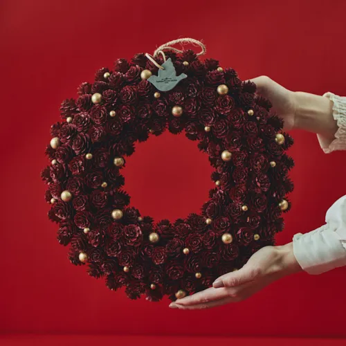 11/10～12/25到着】ボルドー×ゴールドの上品なリース クリスマスリース