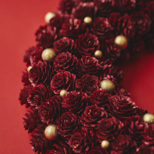 11/10～12/25到着】ボルドー×ゴールドの上品なリース クリスマスリース