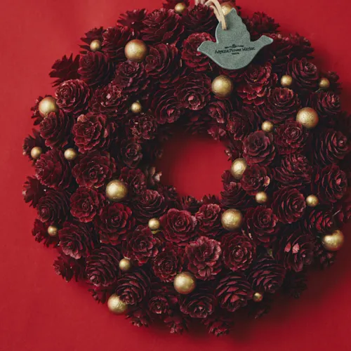 11/10～12/25到着】ボルドー×ゴールドのシックなリース クリスマス