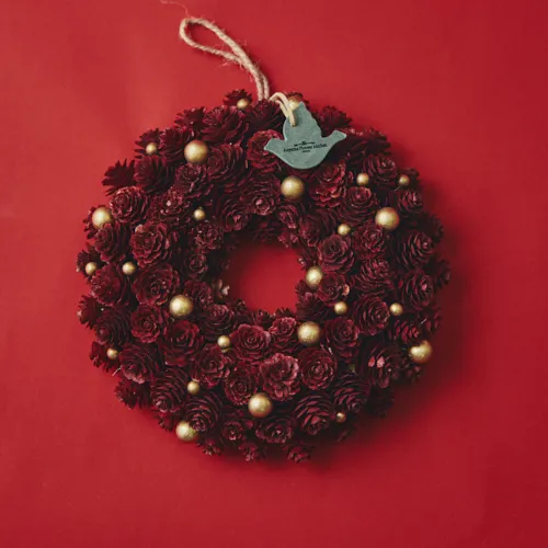 11/10～12/25到着】ボルドー×ゴールドのシックなリース クリスマス
