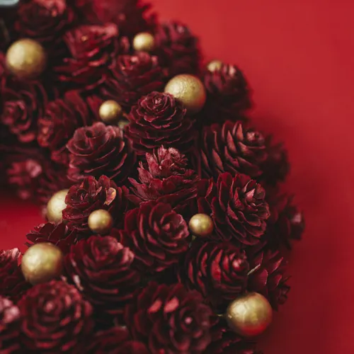 11/10～12/25到着】ボルドー×ゴールドのシックなリース クリスマス