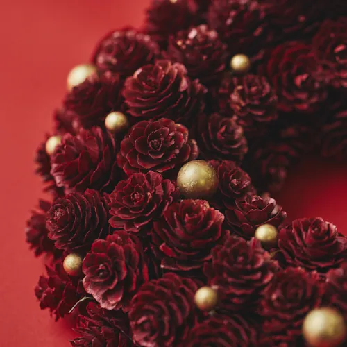 11/10～12/25到着】ボルドー×ゴールドのシックなリース クリスマス