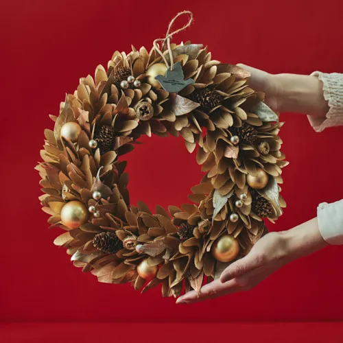 11/10～12/25到着】シャンパンゴールドがエレガント クリスマスリース