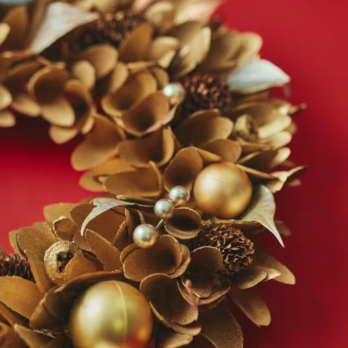 11/10～12/25到着】シャンパンゴールドがエレガント クリスマスリース