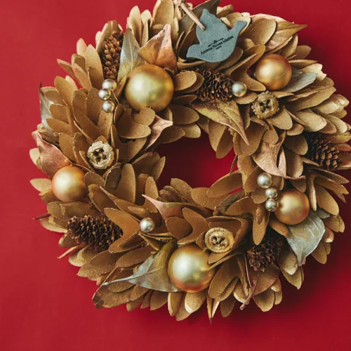 11/10～12/25到着】シャンパンゴールドがエレガント クリスマスリース