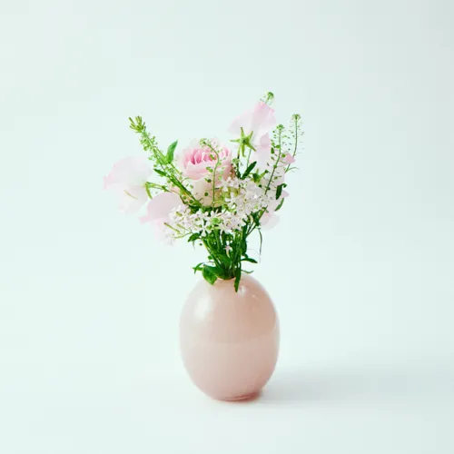 1/8～2/28到着】ころんと愛らしいペールピンクのフラワーベース
