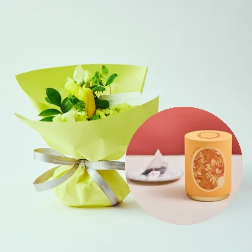 ラデュレ／テ・アールグレイとカラードミニブーケ（ミモザ）セット