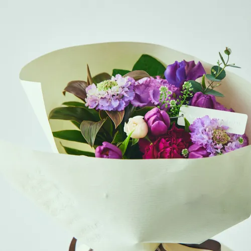 1/9～2/28到着】気品あふれるパープルの花々 カラードブーケ（ヴィオレ