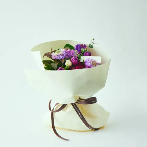 1/9～2/28到着】オリジナルフラワーベース付き カラードブーケ