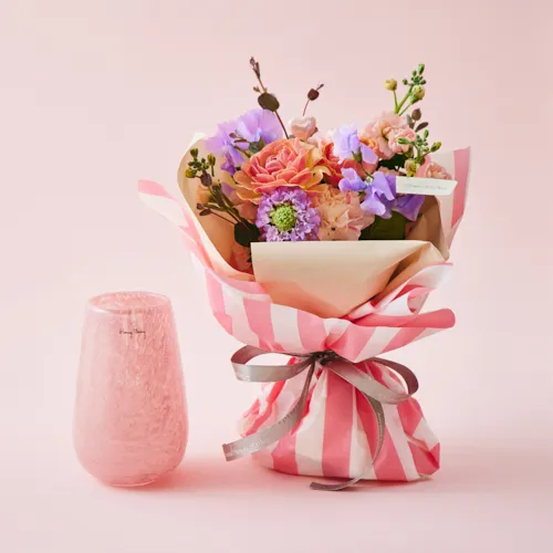 1/21～2/1到着】淡いピンクガラスの花瓶セット 【愛妻の日】Stromboli