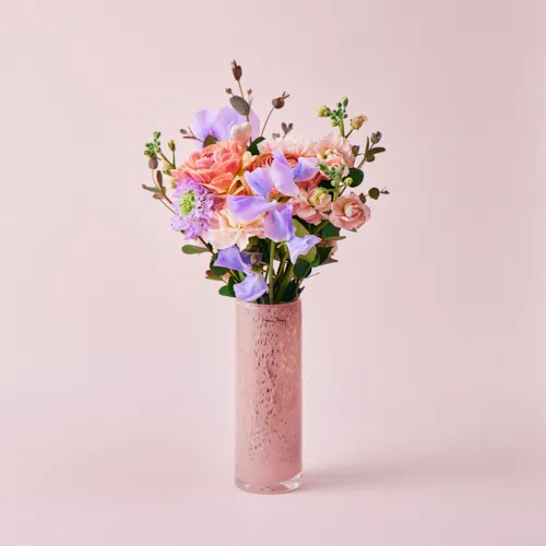 1/21～2/1到着】淡いピンクガラスの花瓶セット 【愛妻の日】Pipe S