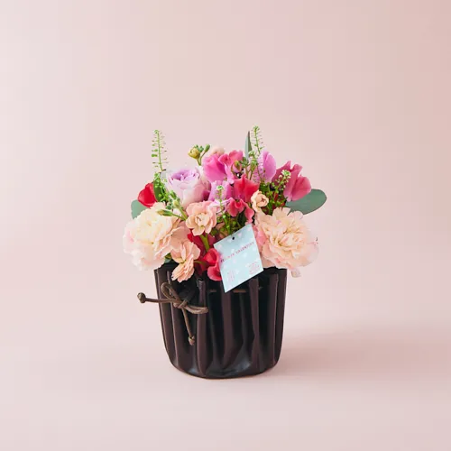 2/6～2/15到着】チョコレートカラーにスイートな花がマッチ