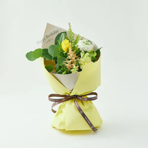 5/16～5/31到着】「Happy Birthaday」のメッセージ付き カラードブーケ