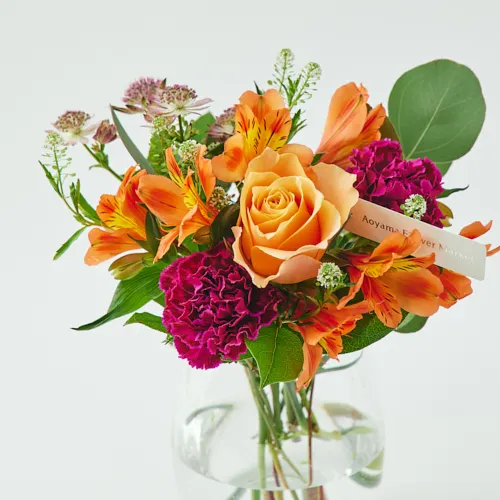 3/1～4/30到着】花瓶つき。すぐに飾って楽しめる カラードブーケ