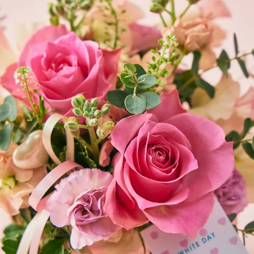 3/6～3/15到着】可憐なバスケットアレンジ 【ホワイトデーギフト