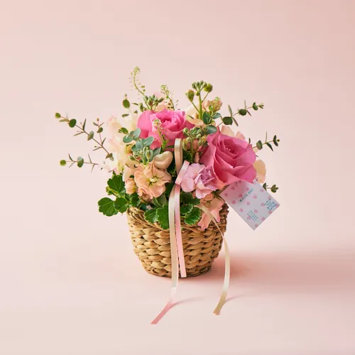 3/6～3/15到着】可憐なバスケットアレンジ 【ホワイトデーギフト