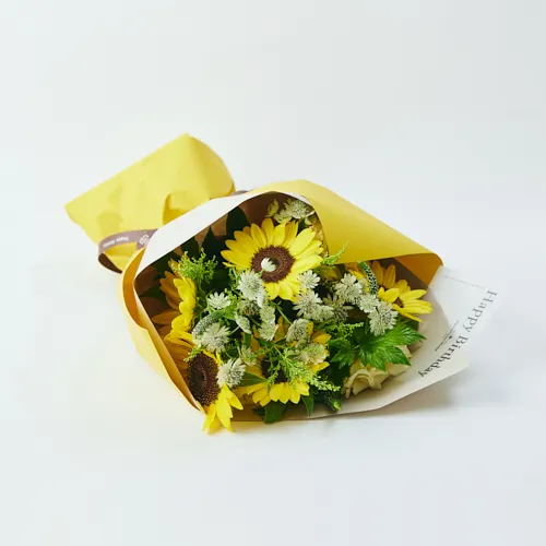 6/24～8/17到着】「Happy Birthaday」のメッセージ付き カラードブーケ