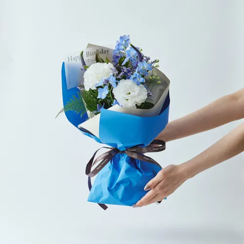 6/1～7/31到着】「Happy Birthaday」のメッセージ付き カラードブーケ