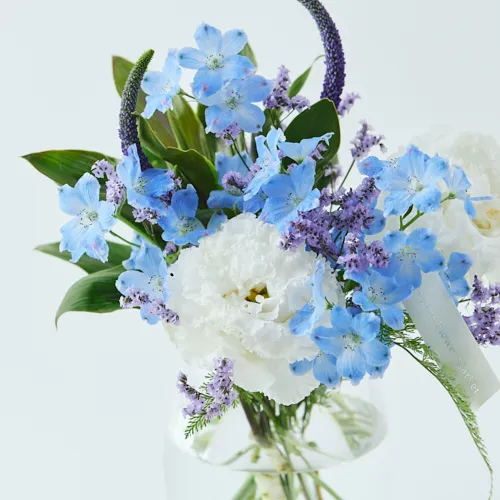 【値下げ】マイセン コバルトブルー 花瓶 ペア 双剣 フラワーブーケ【送料込】 6/1～7/31到着】花瓶つき。すぐに飾って楽しめる カラードブーケ