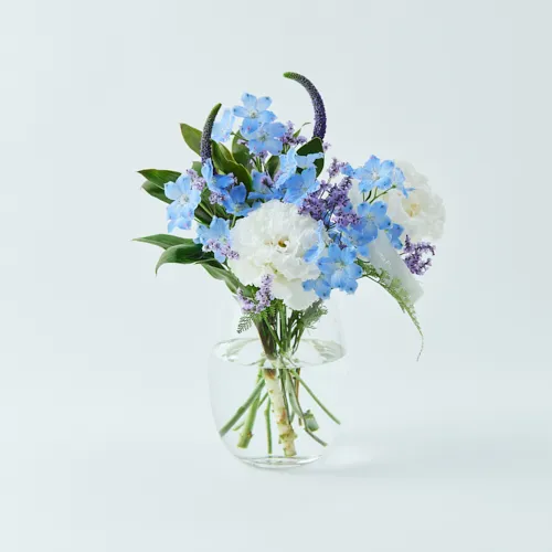 BODA 青いドット模様の花瓶セット 6/1～7/31到着】オリジナルフラワーベース付き カラードブーケ（マリン