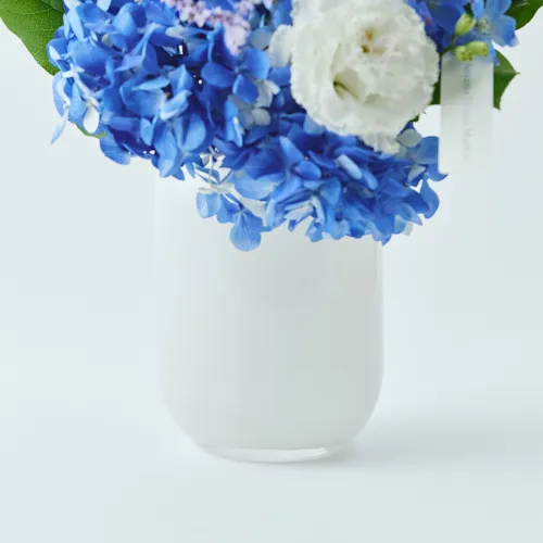 BODA 青いドット模様の花瓶セット 6/1～7/31到着】オリジナルフラワーベース付き カラードブーケ（マリン