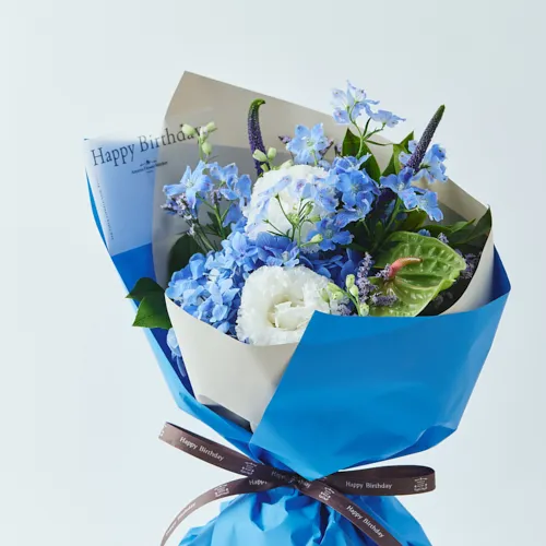 6/1～7/31到着】「Happy Birthaday」のメッセージ付き カラードブーケ