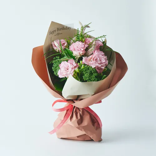 8/1～8/17到着】「Happy Birthaday」のメッセージ付き ピンクの