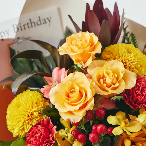 10/1～10/31到着】「Happy Birthaday」のメッセージ付き オレンジの