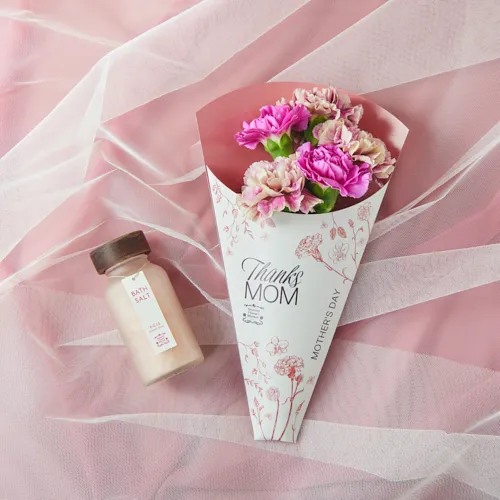 癒しをギフトに。バラ香るバスソルトと花のセット 【母の日 -店舗共通