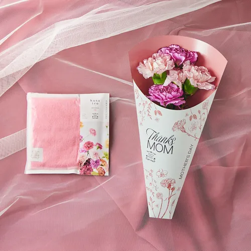 天然の花の色みが美しい、ふわふわの今治タオル 【母の日 -店舗共通
