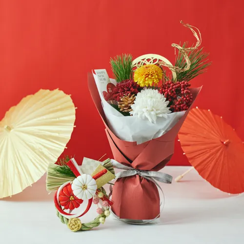 12/27～12/30到着】歳神様をお迎えするお飾り×華やぎブーケ【お正月