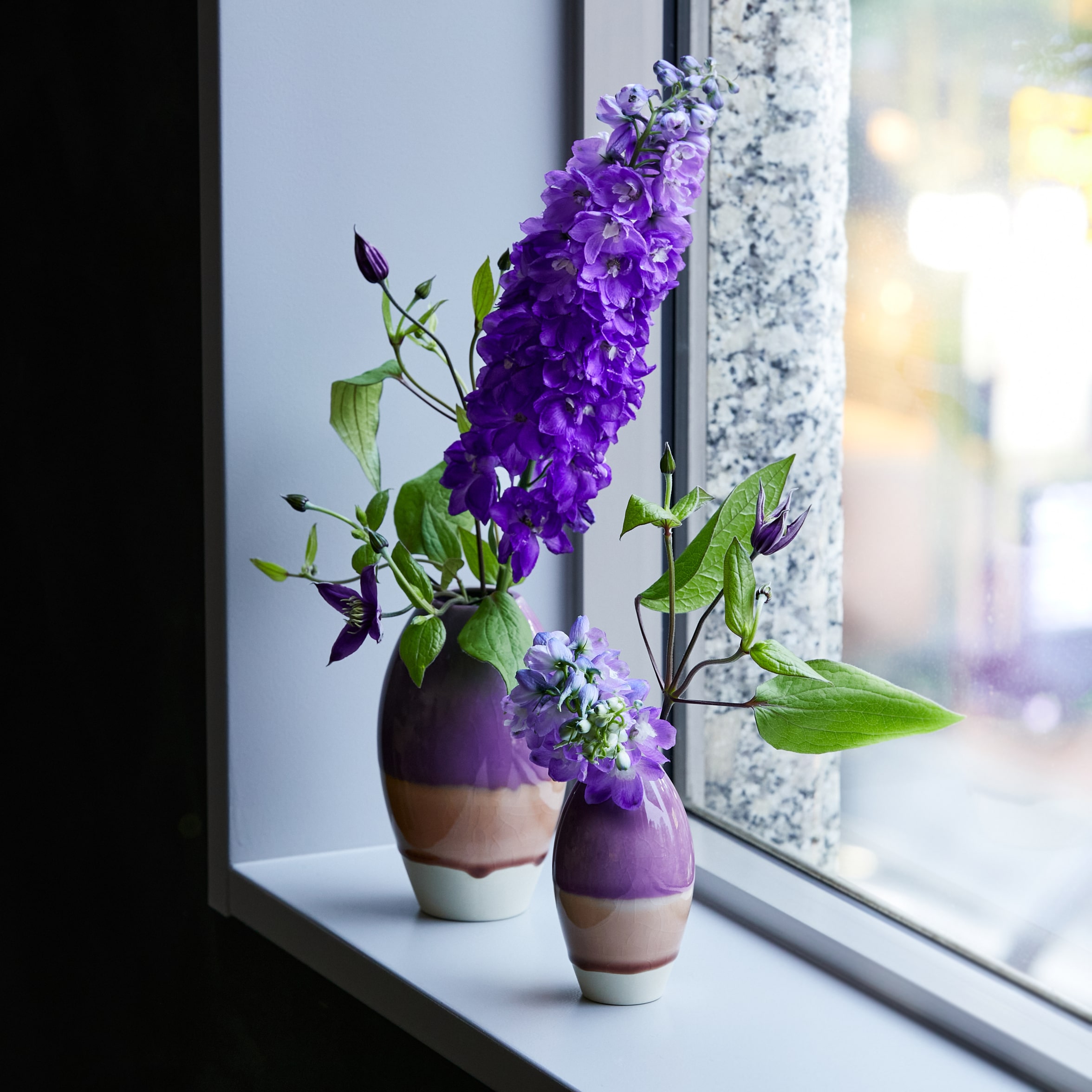 ボヘミアクリスタル 花瓶 1点 フラワーベース 紫 パープル SM982S