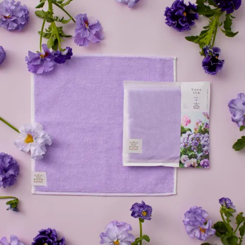 ケイハヤマプリュス薄紫色 花柄刺繍 フレアスリーブジャケット 天然の花の色みが美しい、ふわふわの今治タオル hanairo タオル