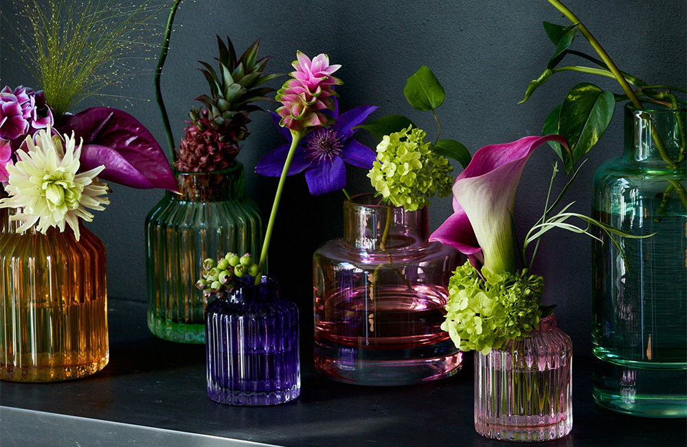 ガラス作家 大家具子 さん フラワーベース 長い掛け花