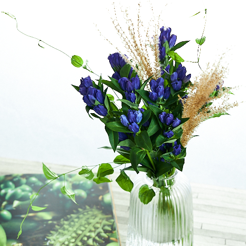 Weekly Fair リンドウ 青 季節のグリーン ベースセット 青山フラワーマーケット公式 花屋 花 花束 フラワーギフト 通販