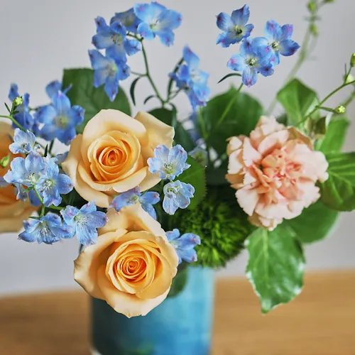 Season Flower ブルー×ベージュの花M 【Henry Dean（ヘンリーディーン）】/Cylinder ラナイ　ベースセット